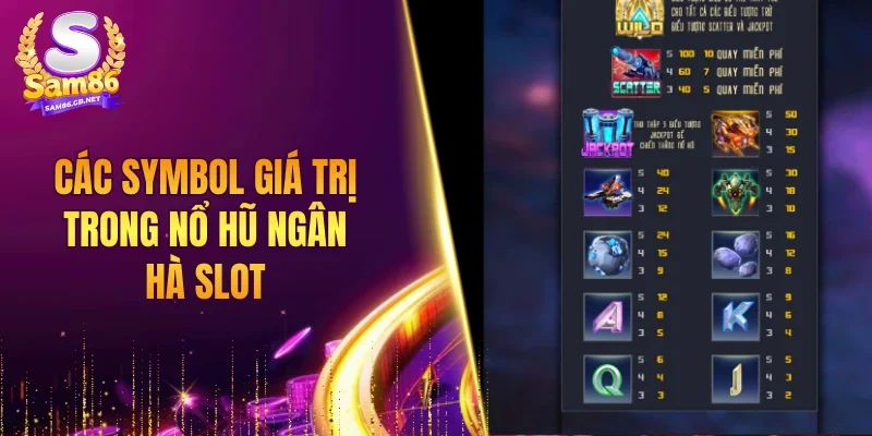 Các symbol giá trị trong nổ hũ Ngân Hà slot